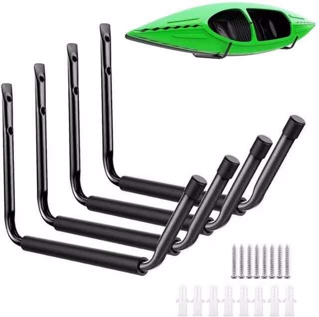 SPETLEK Heavy Duty Wall Hooks, Pack of 4, Black