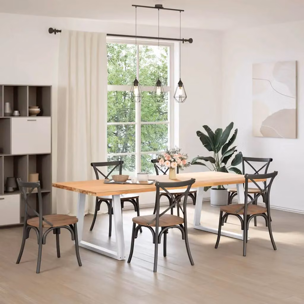 Berkfield Home V-Shape Dining Table Legs, 2 Pieces, White Steel, H: 72-73.3 cm x W: 90 cm – 2