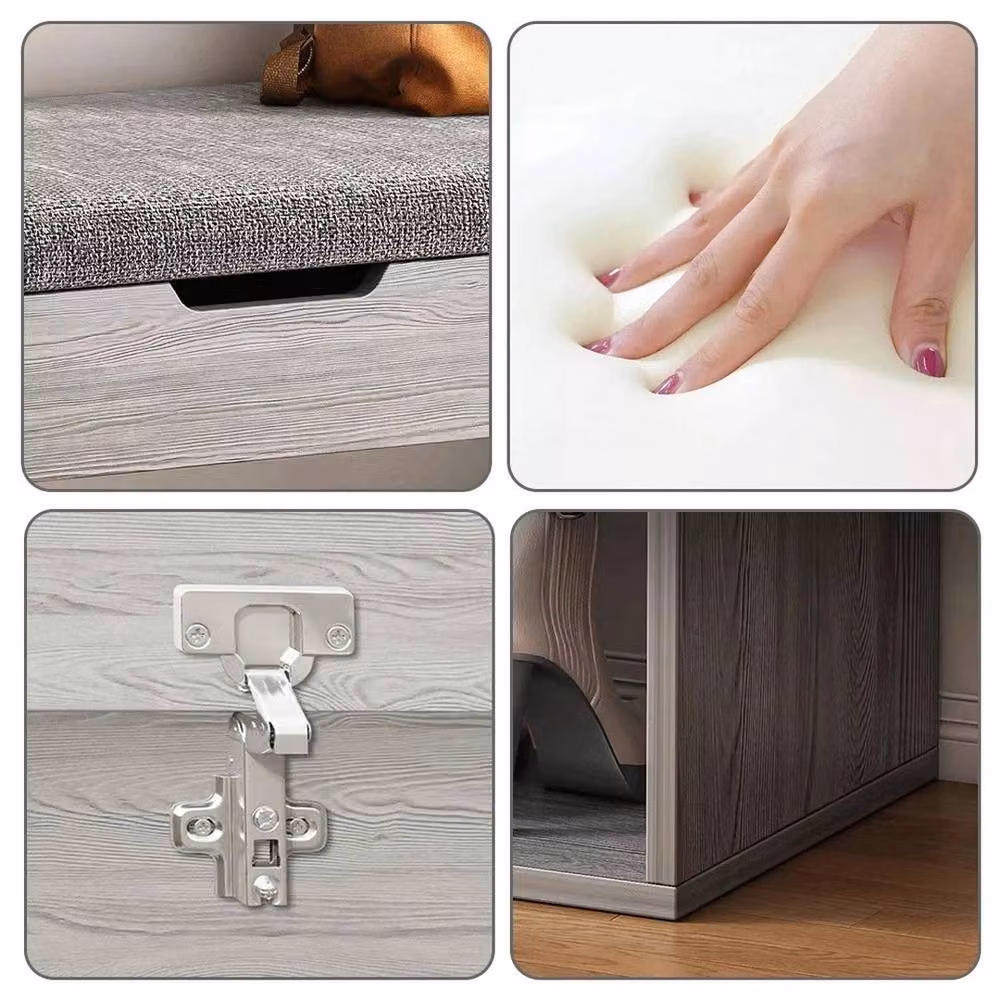 NESTLUNE Shoe Rack Bench with Grey Cushion, W/D/H: 100 x 100 x 100 cm – 5