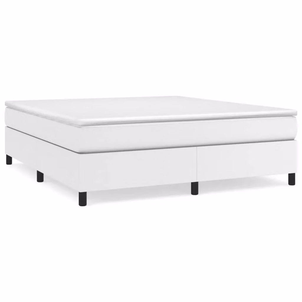 Berkfield Home Upholstered Box Spring Bed Frame in White Faux Leather, W/D/H: 180 x 200 cm – 2