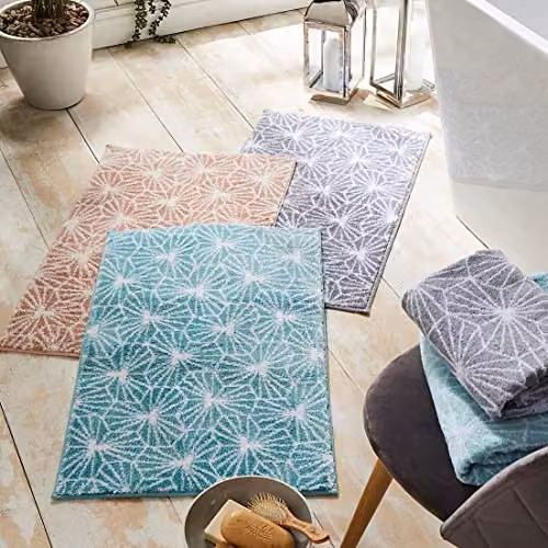 Allure Bath Fashions Geometric Design Non-Slip Microfibre Bath Mat, Grey, W: 50 cm, D: 80 cm – 3