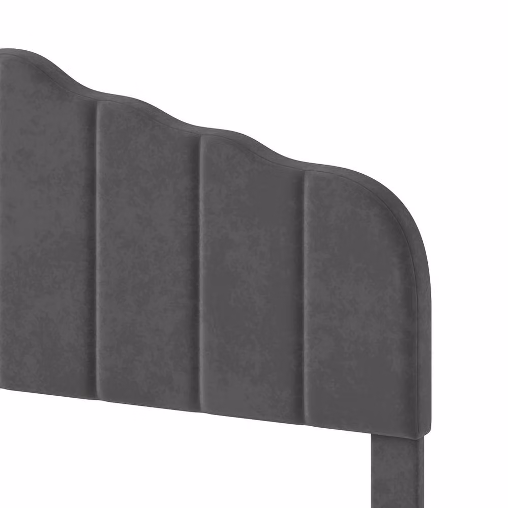 Levede Modern Upholstered Double Bed Frame in Grey Fabric, W/D/H: 140 x 200 cm – 4