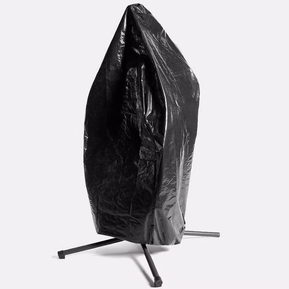 OHS Heavy Duty Black Plastic Garden Egg Chair Cover with Drawstring, Medium – 1