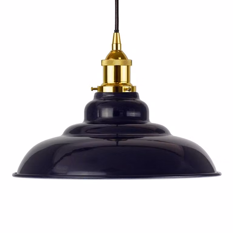 SE Home St Edmund's Round Suspended Pendant Light in Navy Blue, Gold and Black