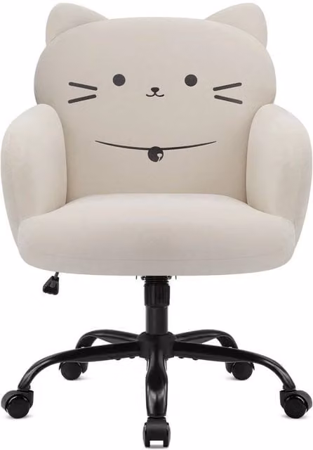 FORGEVIO Beige Ergonomic Cat Accent Chair with Armrests and 360 Degree Swivel