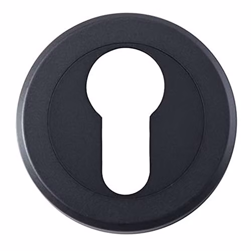 Loops 50mm Euro Profile Round Escutcheon with Bevelled Edge and Concealed Fix, Matt Black – 1