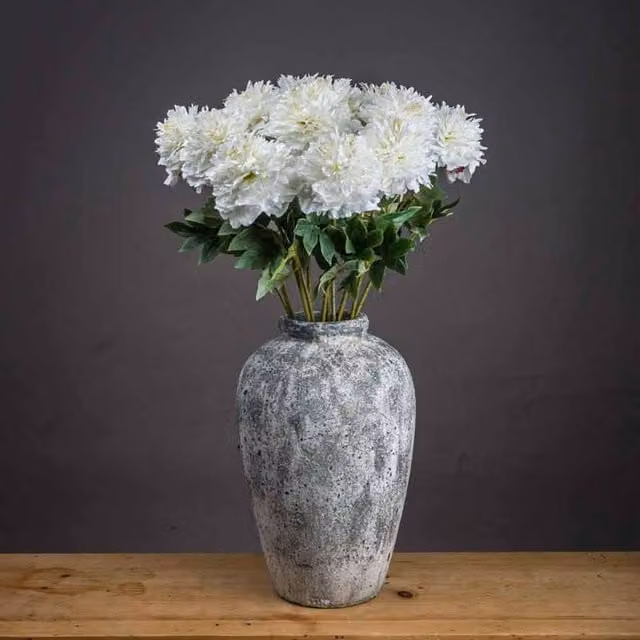 Lemon Pavilion Classic Peony Artificial Plant Single Stem in White, W/D/H: 13 x 13 x 69 cm