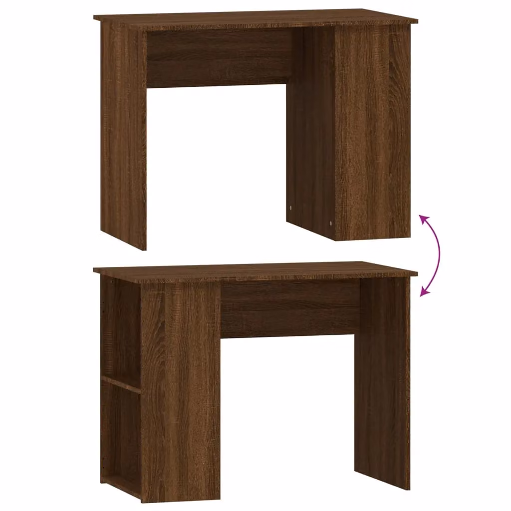 Berkfield Home Computer Desk in Brown Oak, W/D/H: 100 x 55 x 75 cm – 5