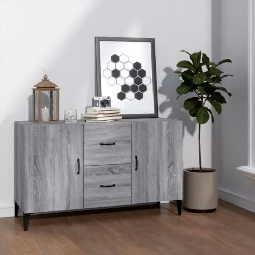 vidaXL Modern Grey Sonoma Sideboard in Engineered Wood, W/D/H: 100 x 36 x 60 cm – 2