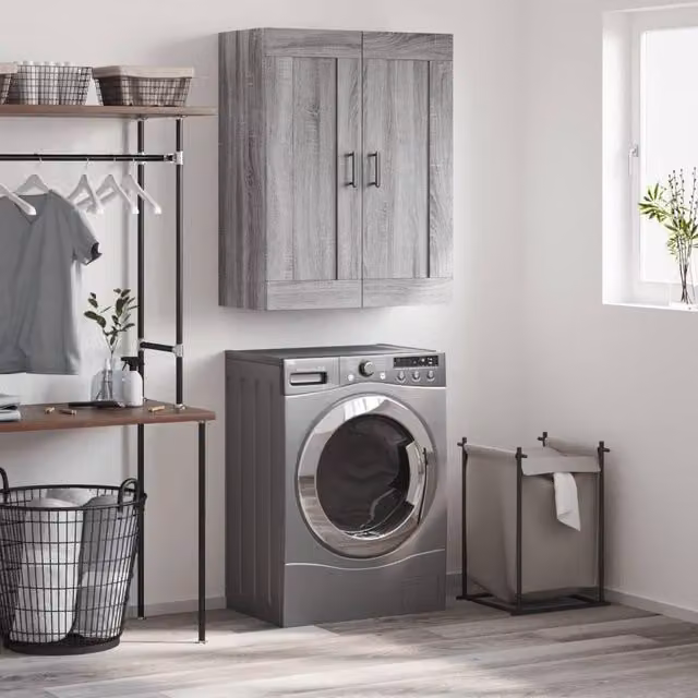 Berkfield Home Wall Mounted Cabinet in Grey Sonoma, W: 69.5 cm, D: 34 cm, H: 90 cm