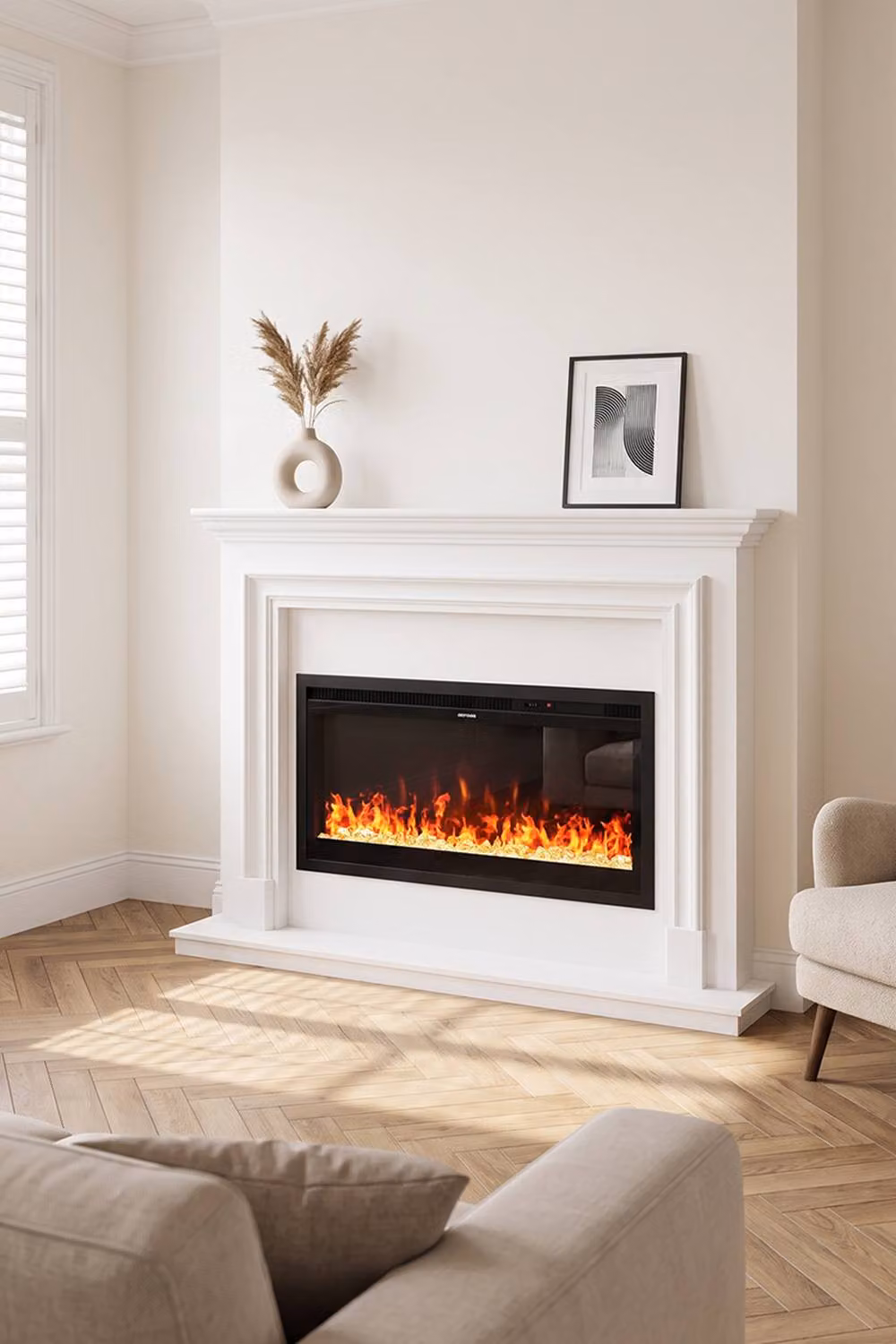 Living and Home 42 Inch Smart Electric Fireplace with 12 Flame Colours and WiFi Control in Black – 2
