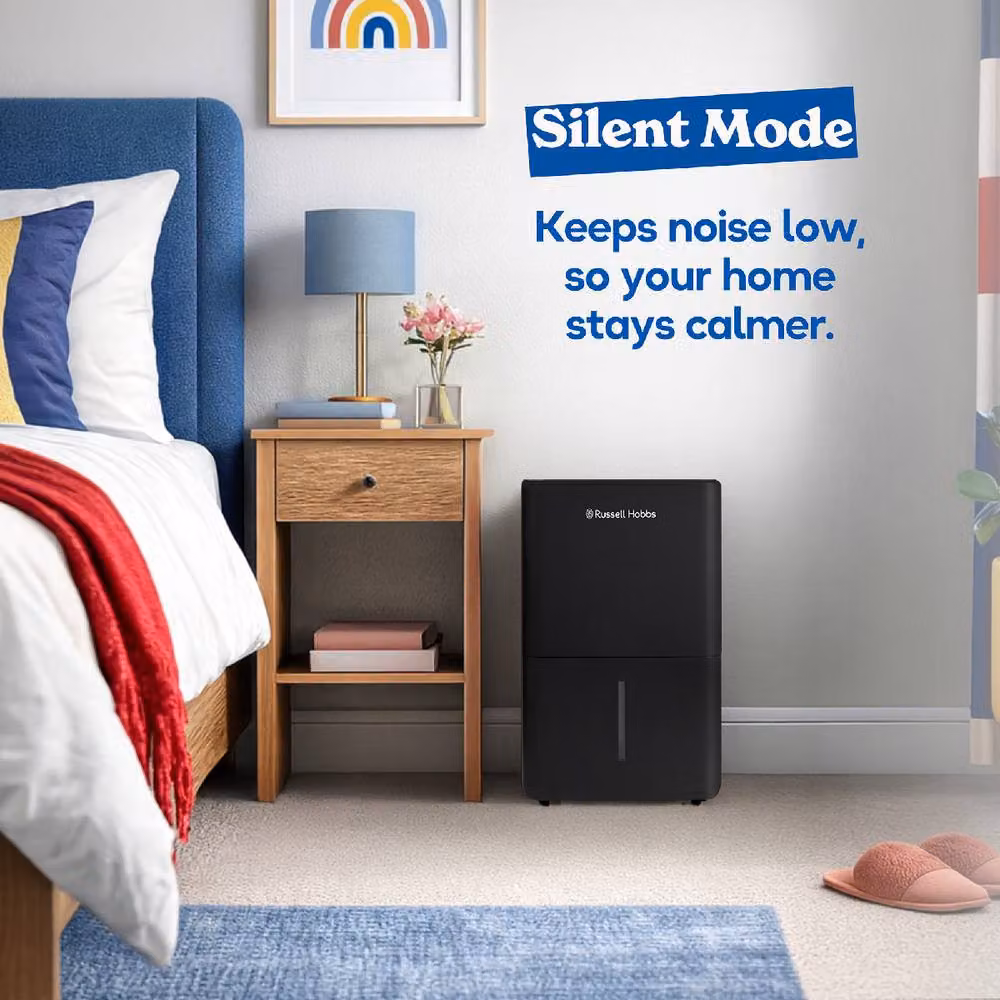 Russell Hobbs RHDH1002 Dehumidifier in Black, 10L/Day Capacity for Damp, Mould and Clothes Drying in Rooms up to 30m2 – 6
