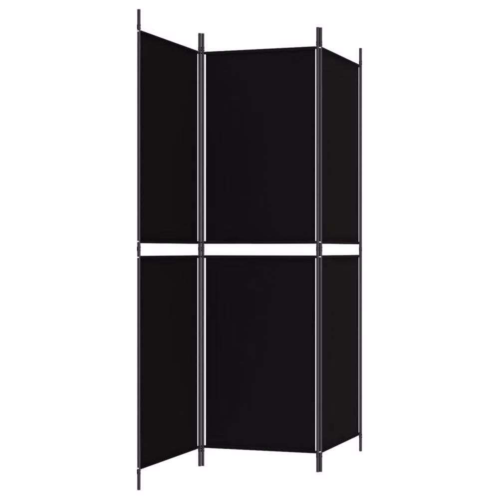 Berkfield Home 3-Panel Fabric Room Divider in Black, W/H: 150 x 180 cm – 3