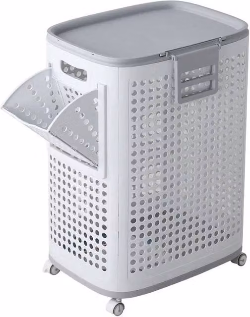 Kelvenix White Laundry Hamper with Side Caddy, W/D/H: 42 x 33 x 60.5 cm – 1