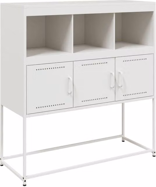 Berkfield Home Modern White Metal Sideboard W/D/H: 100.5 x 39 x 107 cm
