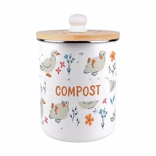 Purely Home Metal Compost Caddy with Removable Inner Bucket and Odour Filter, 2L, Orange and White