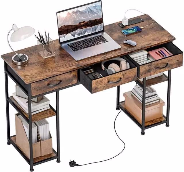 KORVIXA Brown Industrial Computer Writing Desk – 1