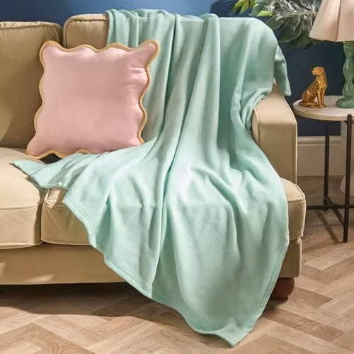 OHS Ultra Soft Polar Fleece Throw Blanket in Green, W/D/H: 150 x 200 cm – 2