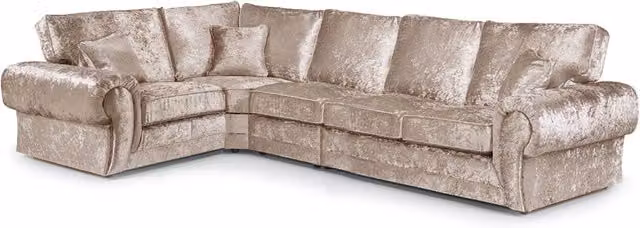 Furnishings For Less UK Chelsea 5 Seater Large L-Shape Corner Sofa in Baby Pink Crushed Velvet
