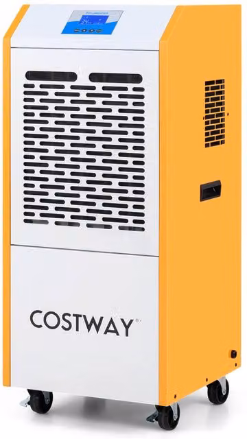 Costway Commercial Industrial Dehumidifier with Pump and Wheels, Yellow – 1