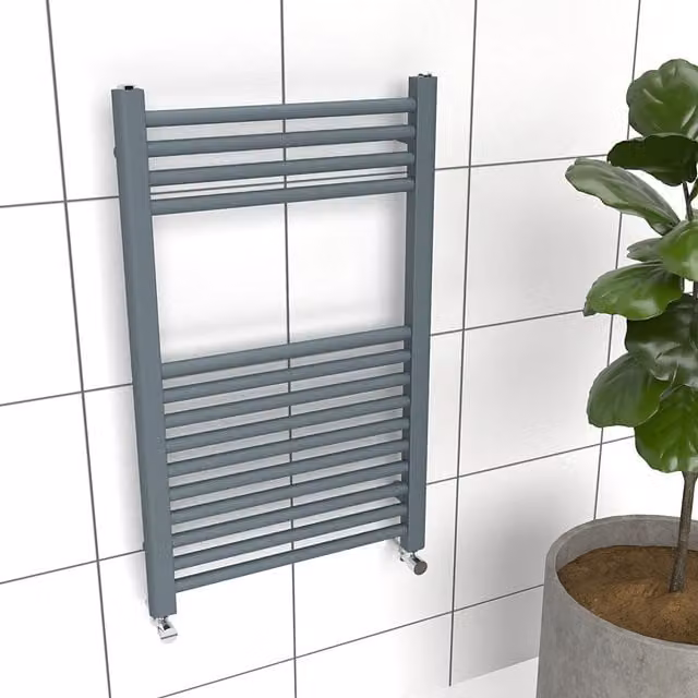 Lux Heat Coloured Steel Towel Radiator in Grey, W: 50 cm, H: 80 cm