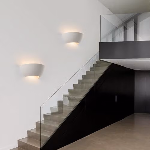 Harper Living Ceramic Up & Down Wall Light with White Open Semi-Circle Shade, Length: 30 cm – 3