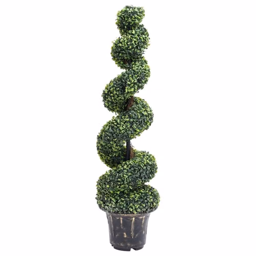 Berkfield Home Lush Artificial Boxwood Spiral Plant in Green with Pot, Height: 117 cm – 2