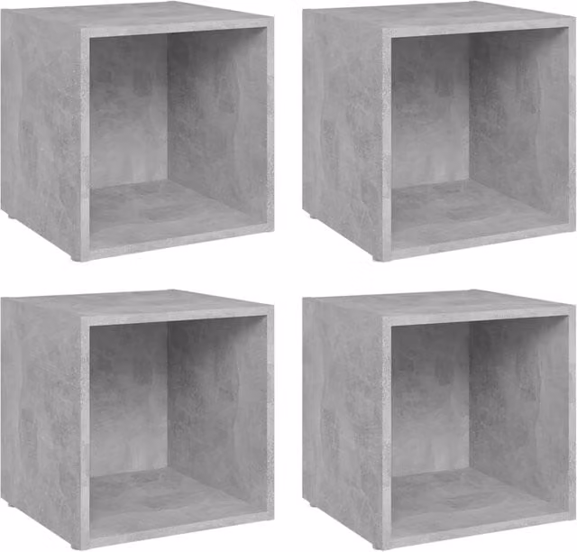 Berkfield Home Set of 4 Modern TV Cabinets in Concrete Grey, MDF, W/D/H: 37 x 35 x 37 cm – 1