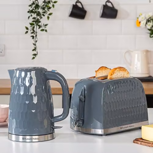 Russell Hobbs Honeycomb Grey Kitchen Set including 1.7L 2400W Kettle, 2 Slice Toaster and 17L 700W Microwave HCBNDL2G – 3
