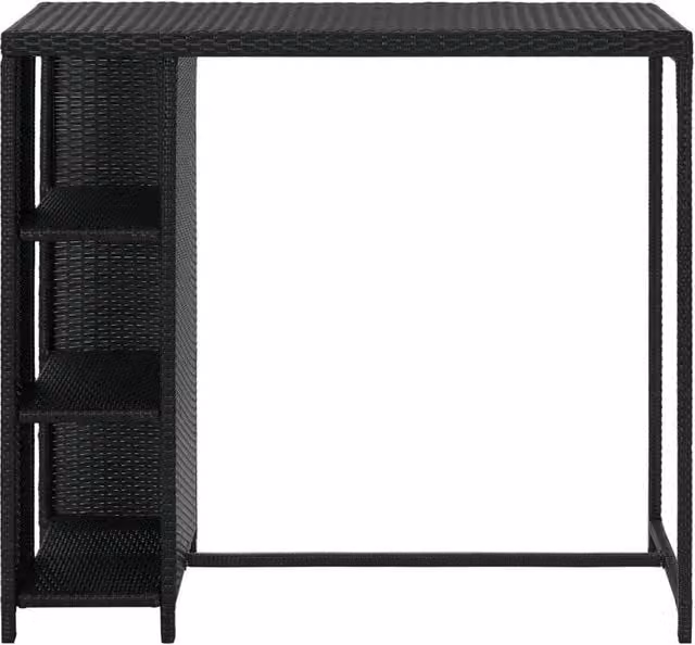 Berkfield Home Bar Table with Storage Rack in Black Poly Rattan, W/D/H: 120 x 60 x 110 cm