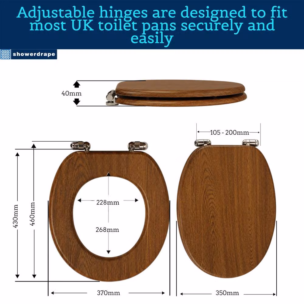 Showerdrape Norfolk Soft Close Beech Wooden Toilet Seat in Brown W/D/H: 44.5 x 37.5 cm – 4