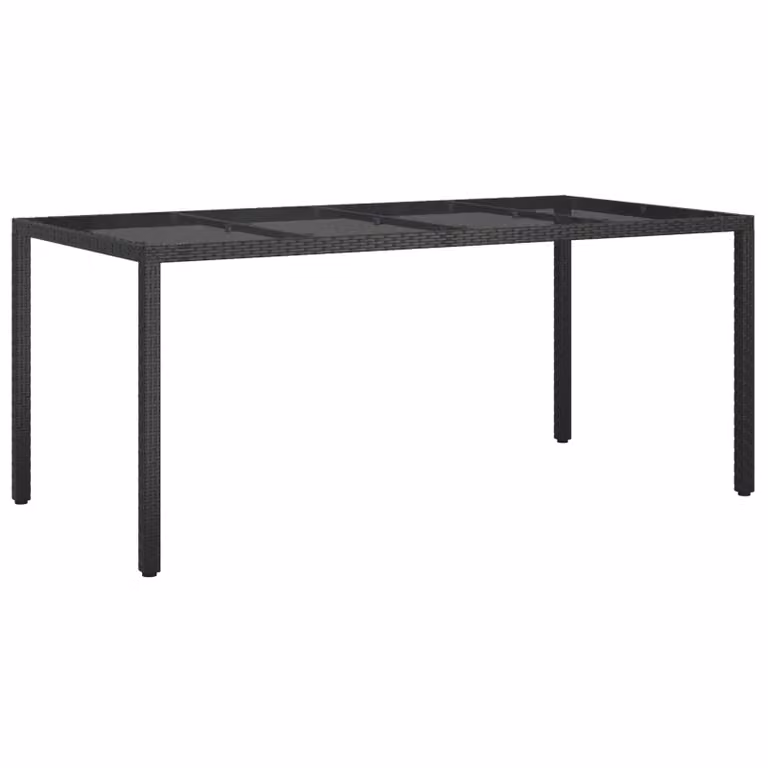 Berkfield Home Modern Black Poly Rattan Garden Dining Table W/D/H: 190 x 90 x 75 cm