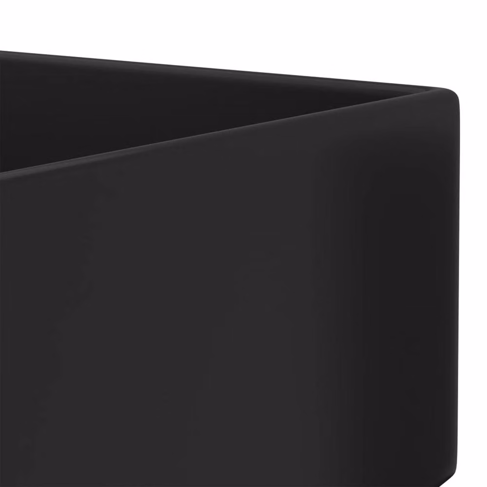 Berkfield Home Rectangular Ceramic Countertop Bathroom Sink with Overflow, Matt Black, W/D/H: 50 x 40 x 15 cm – 4