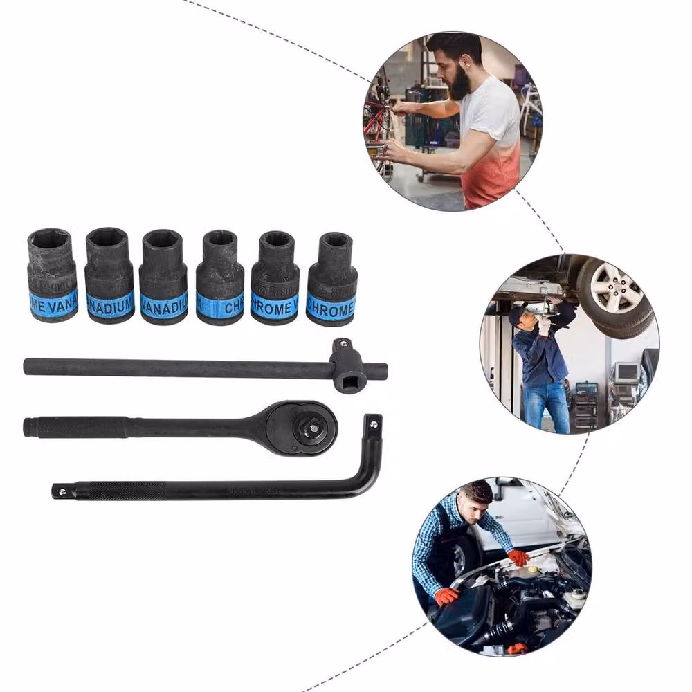FLAVORA 24 Piece Black Stainless Steel Socket Ratchet Wrench Set with 1/2 Inch Drive – 2