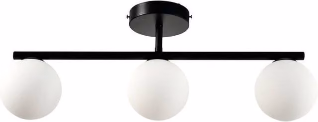 First Choice Lighting Grosvenor Black 3 Light Modern Ceiling Bar with Glass Globes – 1