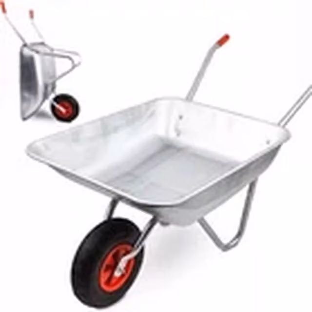 EONLION Silver Garden Wheelbarrow with Pneumatic Tyre and Stainless Steel Construction