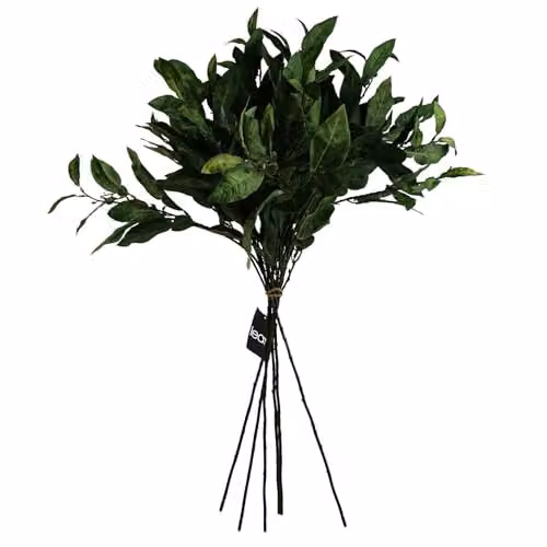 Pack of 6 Green Artificial Ficus Foliage Leaf Stems, Height: 90 cm