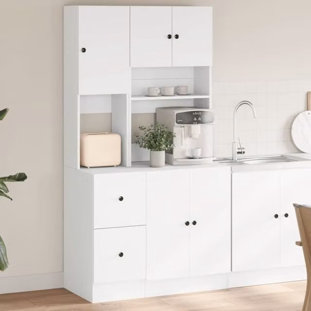 Berkfield Home Modern White Kitchen Tall Unit with Hinged Doors and Internal Shelves, W/D/H: 95 x 50 x 180 cm