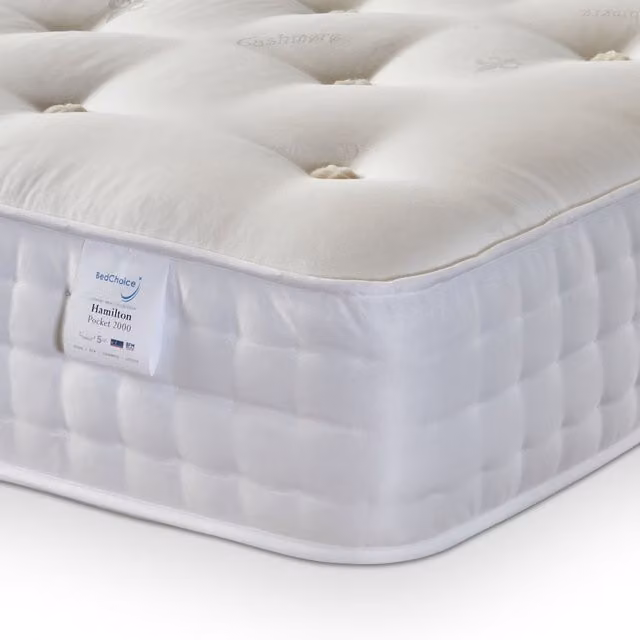 Bed Choices Hamilton 2000 Hand-Tufted Firm Pocket Spring Mattress in White, Size: Small Double (W/D/H: 120 x 200 cm)