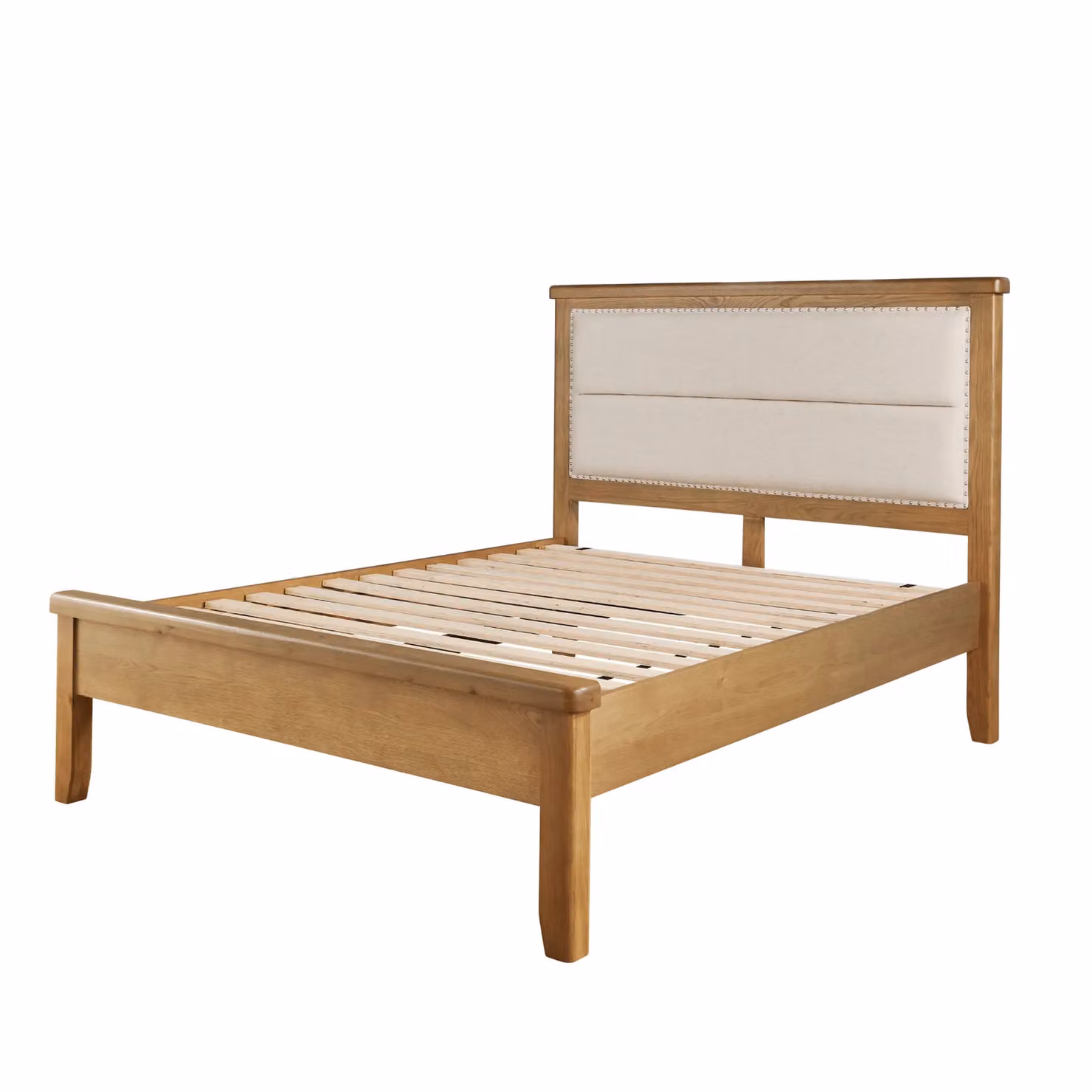 Home Source Solid Wood Double Bed Frame in Smoked Oak Brown, W/D/H: 140 x 200 cm – 6
