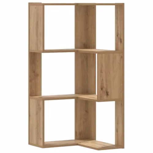 vidaXL 3-Tier Corner Bookcase in Brown, W/D/H: 50 x 50 x 102 cm