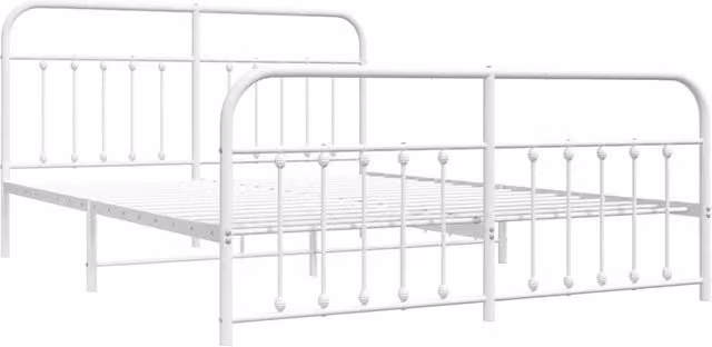 Berkfield Home Metal Bed Frame with Headboard and Footboard in White