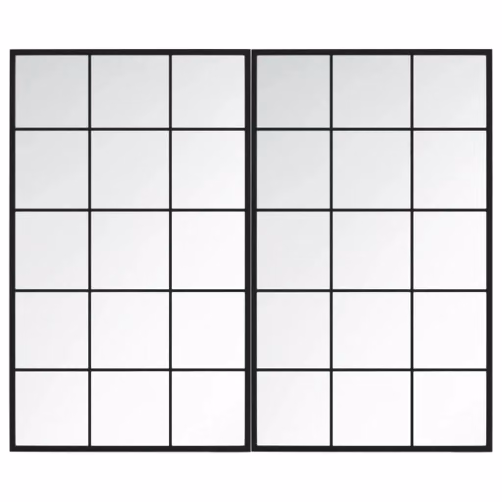 Berkfield Home Set of 2 Classic Black Metal Wall Mirrors, W: 100 cm, H: 60 cm – 2