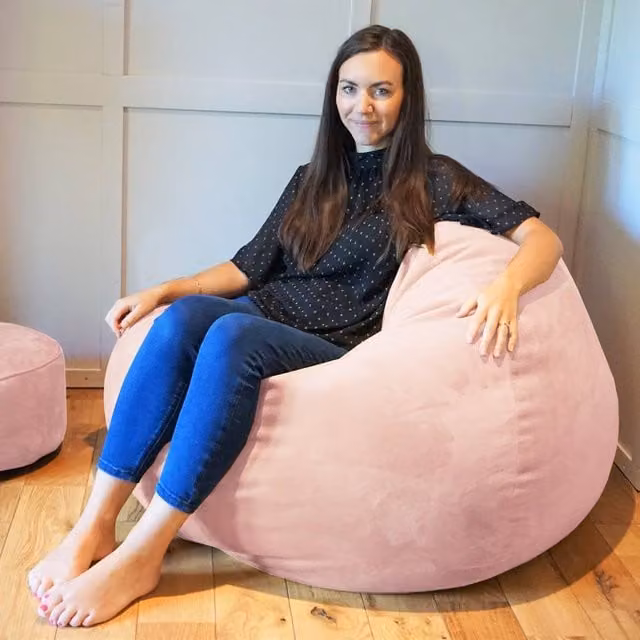 rucomfy Classic Slouchbag Adult Bean Bag Chair in Pale Pink Velvet