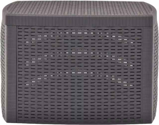 Berkfield Home Mocha Side Table in Grey Plastic and Rattan, W: 54 cm, D: 54 cm, H: 36.5 cm