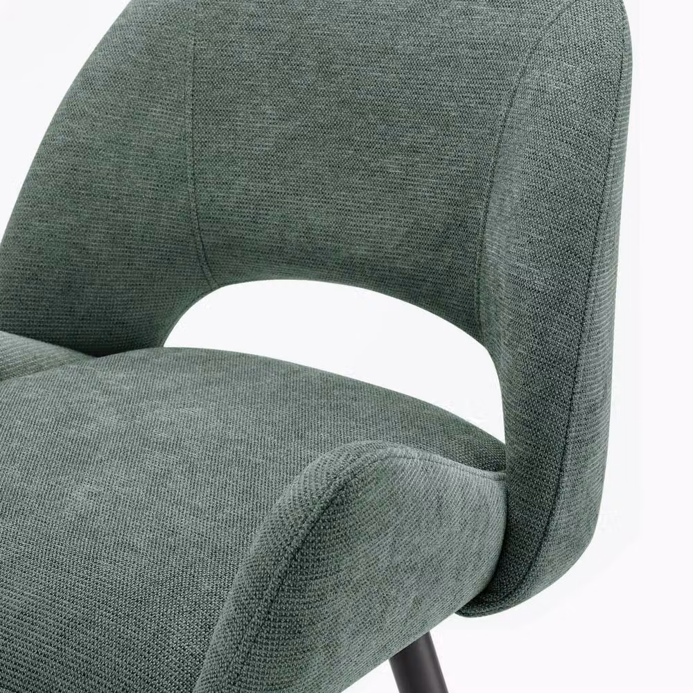 FurnitureboxUK Set of 2 Layla Mid-Century Green Fabric Bar Chairs with Metal Legs – 3