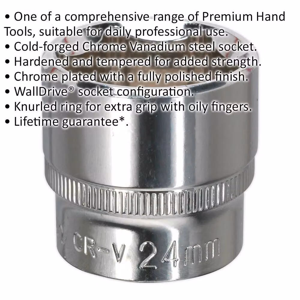 Loops 24mm Forged Steel Drive Socket with 3/8 inch Square Drive in Silver Chrome Vanadium – 2