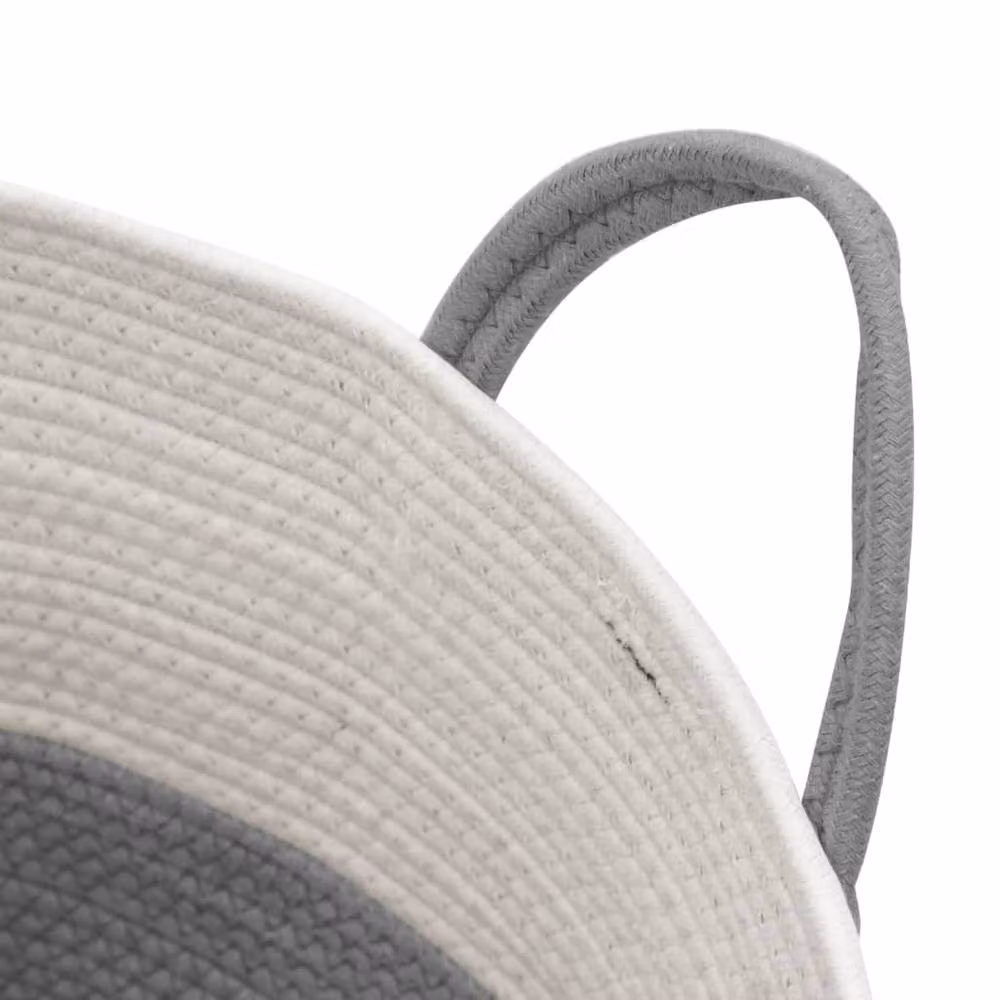 Berkfield Home Cotton Storage Basket in Grey and White, W: 51 cm, D: 33 cm – 3