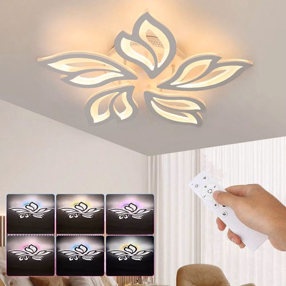 FLAVORA Modern LED Ring Ceiling Chandelier in White with Stainless Steel Frame – 3