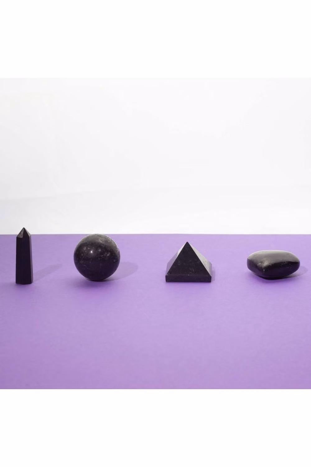 KDMD Black Tourmaline Stone Shape Set featuring Heart, Sphere, Obelisk and Point – 2